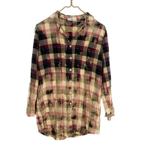 TALULAH Plaid Button Down Shirt - Red, Black, Cream
